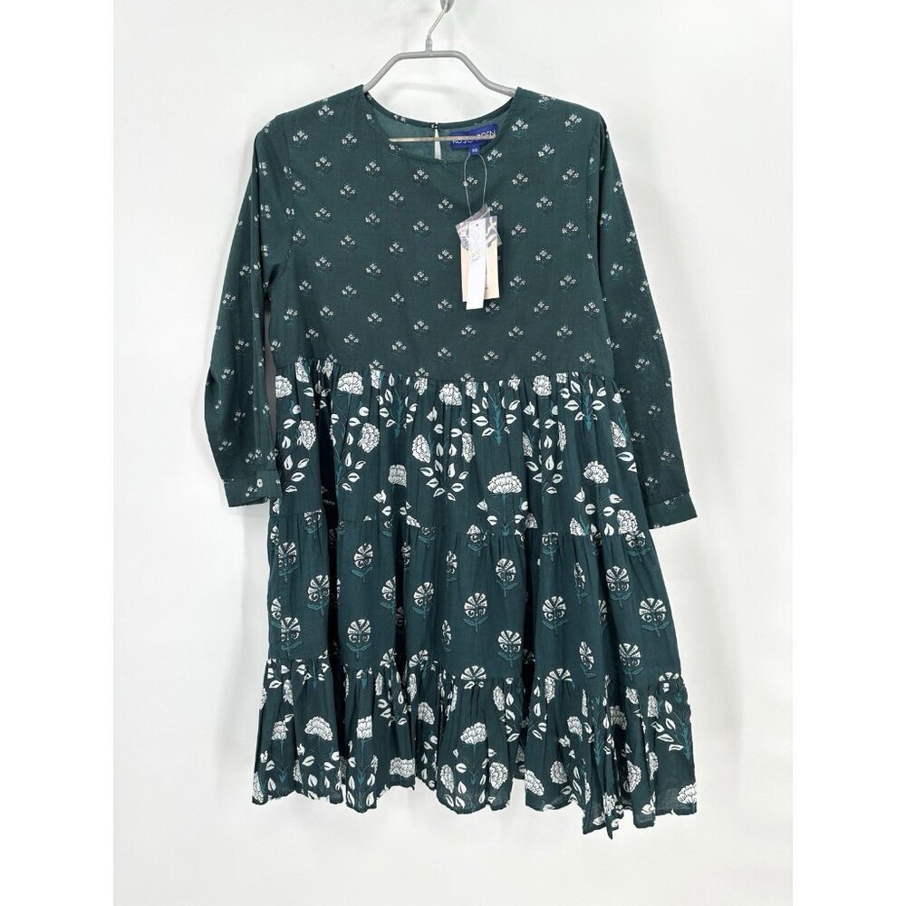 Ro's Garden Emerald Renee Mini Dress sz XS NWT Long Sleeve Tiered Cotton